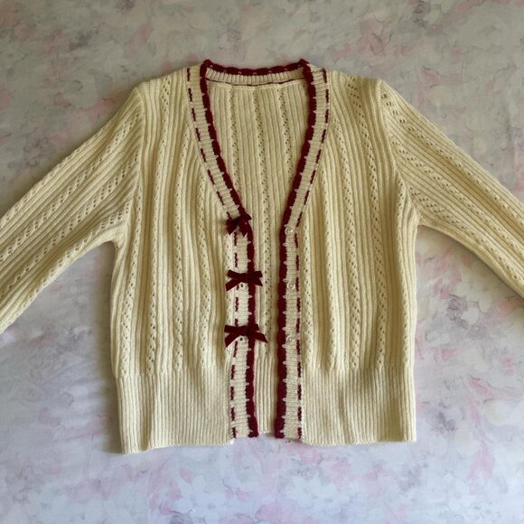 Cider Women's Cream and White Cardigan - Picture 3 of 5